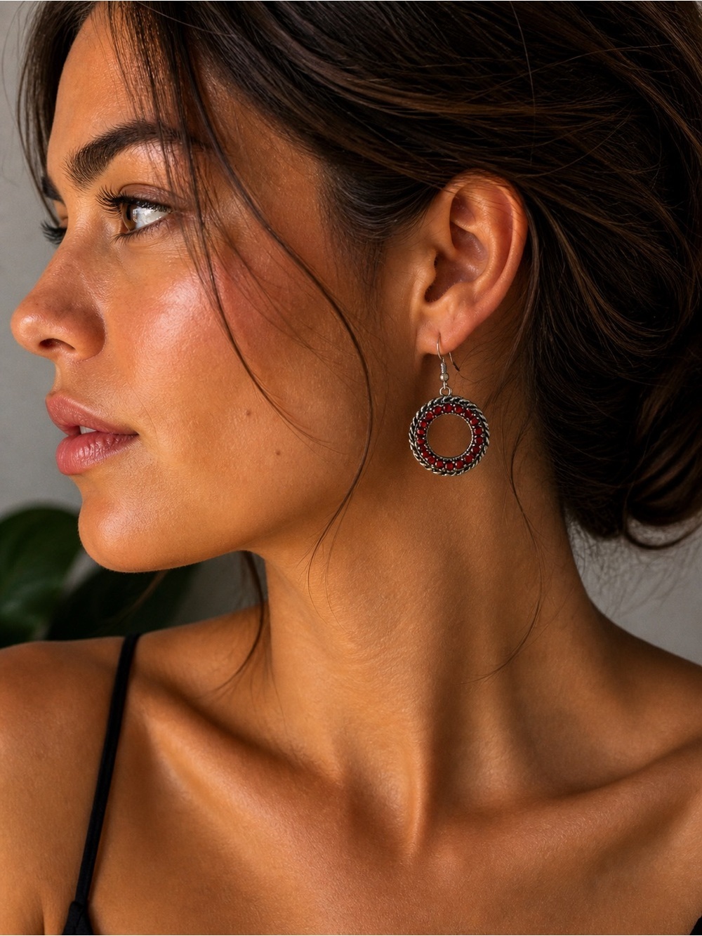 Paparazzi Elegant Silver and Red Hoop Earrings